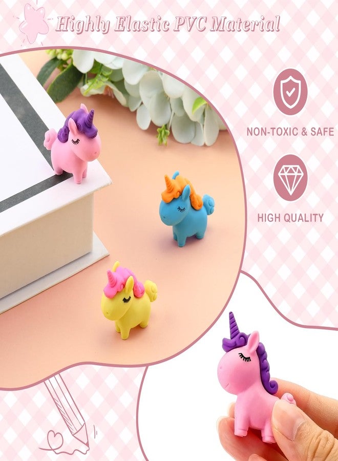 Resurhang 48 Pcs Unicorn Erasers Cute Erasers for Kids Bulk Unicorn Party Favors Animal Eraser Fun Eraser for Kids Students School Supplies Prize Valentines Gifts Party Favor - Image 3